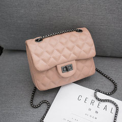 Lattice chain bag 2017 summer cute bag female satchel small fragrant all-match Mini Handbag Shoulder Bag tide Pink — — steel chain