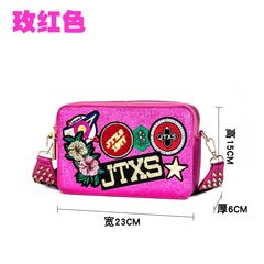 2017 new female bag tide Makeup Bag Shoulder Messenger Bag bag embroidery small summer student Mini fashion handbags Rose red