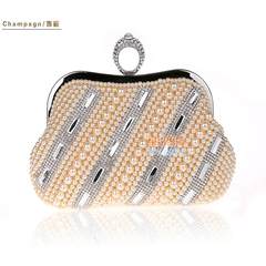 Vintage imitation pearl, diamond ring, handbag, wedding dinner, wine gathering, Chinese cheongsam, formal dress, bag Champagne