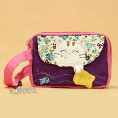 Our cat calico mosaic mail bag hand bag bag bag clutch iPhone7 mobile phone mobile phone Violet