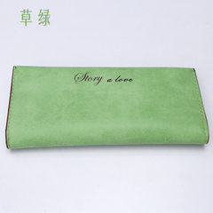 Long wallet wallet card card bag set multi ladies leisure bag thin soft hand scrub Grass green
