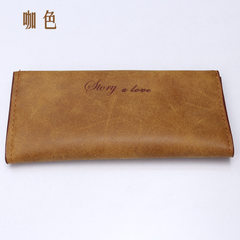 Long wallet wallet card card bag set multi ladies leisure bag thin soft hand scrub Coffee color
