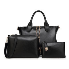 2016 new handbag bag in hand and oil wax bag shoulder messenger bag bag lady mother bun black