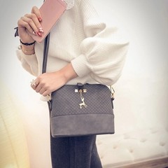 2016 new Handbag Shoulder Bag Messenger Bag Lady winter Korean lattice shell bag bag diagonal small bag Fawn grey