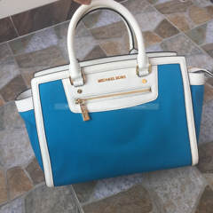 The United States Michael Kors Selma MK Salvatore print ear smile package killer package bag Blue and white stitching