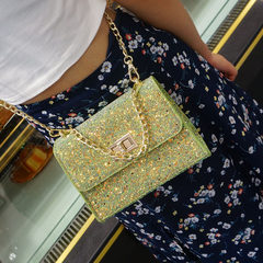 2017, the new Korean version of star sequins, small package, chain bag, female fashion trends, single shoulder oblique cross Mini Bag green
