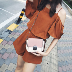 Mini Crossbody Bag 2017 new handbag small Korean all-match frosted package small shoulder bag bag chain lock Pink
