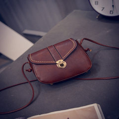 2016 spring tide lock simple mini small bag Korean retro fashion shoulder bag handbag line Dark brown
