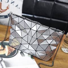2017 new bag geometric lattice bangalor irregular sequins diamond fashion chain bag bag laser silvery