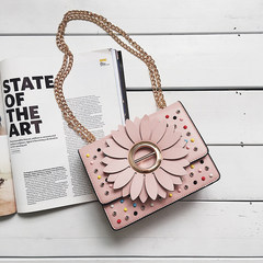 2017 new small package summer flower chain small bag female Korean color rivet Shoulder Bag Handbag Satchel Pink