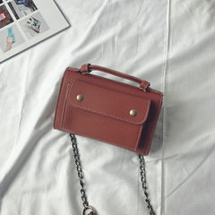 Small bag 2017 female Korean version of the new double small package all-match simple chain bag retro shoulder Xiekua package summer brown