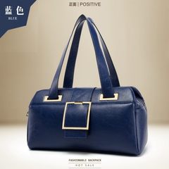 The Korean version of 2017 new package bags handbags Boston Europe diagonal shoulder pillow bag and handbag female buckle Precious blue "in stock"