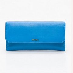 New FOSSIL genuine leather long wallet, genuine leather wallet, European and American popular hand Sky blue