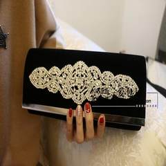 2017 new autumn and winter fashion flannel Rhinestone married women hand bag dinner bag hand bag bag Bow tie drill