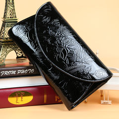 Europe and the United States Patent Leather Hand Bag Handbag New Female envelope single shoulder bag bag bag lady luxury dinner Black leather
