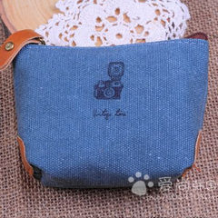 Spring sorrow goods, Korean cute little purse, female Mini canvas coin bag, hand zipper fabric, zero Purse green