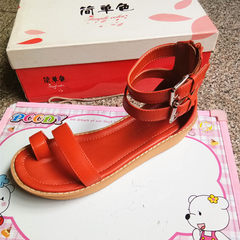 A simple color female student summer sandals new Korean all-match flat with the word belt bag with sandals Thirty-eight Orange red