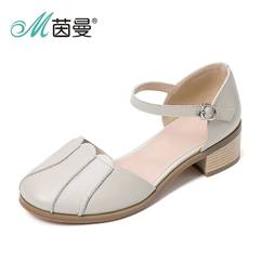 In 2017, the new Jane's sandals are thin, leather and Baotou 4871050073 Thirty-eight Milky white