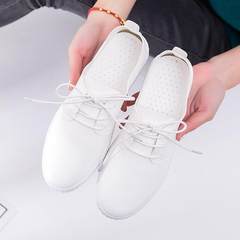 Spring summer white shoe female Korean white leather canvas shoes all-match flat shoes slip-on student pedal 39 Standard Code Blackish green