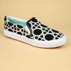 Export remaining black white lines, stretch canvas shoes, women shoes thin Thirty-eight Black and white end
