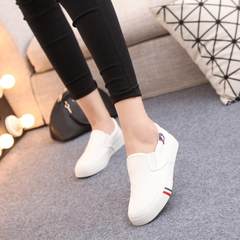 Step far spring shoes female Korean small canvas shoes Xinle fu shoes do not tie women lovers of white shoes Forty-three white