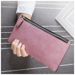 2016 new special offer Ms. Long Wallet nubuck leather zipper bag ladies thin hand bag mobile phone bag bag Pink
