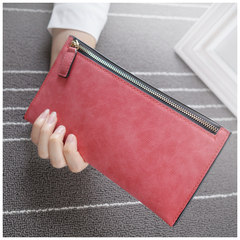 2016 new special offer Ms. Long Wallet nubuck leather zipper bag ladies thin hand bag mobile phone bag bag Watermelon Red