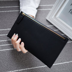 2016 new special offer Ms. Long Wallet nubuck leather zipper bag ladies thin hand bag mobile phone bag bag All black