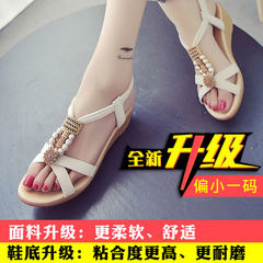 Wedge heeled sandals, women's summer flat students, Korean version 2017, new Bohemia diamond, Heel Toe Shoes Thirty-eight Black upgrade is smaller