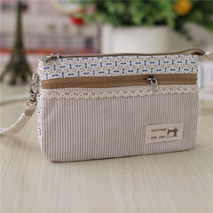 Spring new cross section of hand, carrying 6 inches large screen mobile phone bag, multi layer zero wallet fabric casual female key bag Lace
