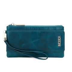 Baer vip.com genuine new handbag Navy wax leather utility card bag hand bag W2-0877 Navy Blue