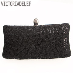 The low-key luxury handbags ms.dinner shiny blingbling bride gift package black