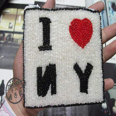 2 shipping *SR* Wallet Purse Handmade Beaded bead embroidery bead bag big frog Key Coin I love New York
