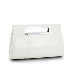Korean version of the new hand clip bag portable shoulder crocodile embossed patent leather bag bag fashion bright summer White