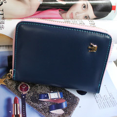 A new woman's long zipper wallet, a large wallet card bag, a mobile phone bag, a hand bag and a purse Blue Short