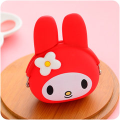 Chao Meng Meng cartoon cute rabbit candy colored silicone wallet Hand Bag Mini key bag men Bag NEW gules