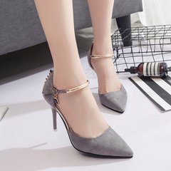 Fine with sandals 2017 new summer summer students in Rome with Korean word all-match Baotou female high-heeled shoes Thirty-eight gray
