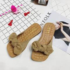Flat bottom, female summer tie, drag, cold, drag, Korean fashion, sweet 2017 slippers, sandals, new show toe Thirty-seven A108 apricot