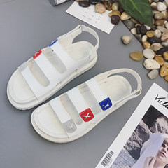 2017 new summer sandals female Korean Velcro muffin with flat sandals all-match students leisure Thirty-eight white