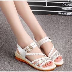 2017 new summer school thick bottom toe sandals are flat with flat non slip shoes for pregnant women students Thirty-eight White 805