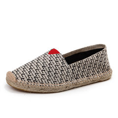 Fisherman Shoes Mens pure linen hemp handmade straw shoes lady canvas shoes on behalf of a couple Thirty-eight black