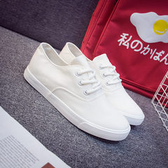 Summer, small white shoes, women's lace, Korean students, cloth shoes, low, flat nurse shoes, casual white canvas shoes Thirty-eight white