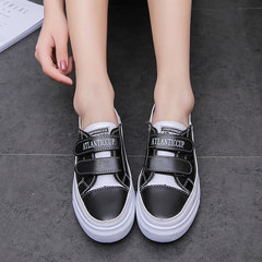 2017 new summer breathable white shoe female Korean all-match lazy shallow mouth canvas shoes shoes fashion white shoes Thirty-eight black