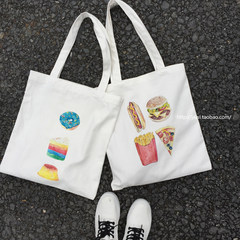South Korea ulzzang fun bangalor portable Xiekua package canvas bag bag Bagel canvas bag