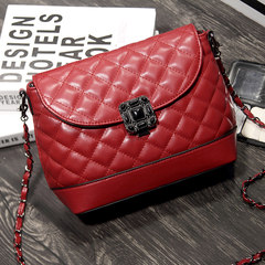 'the new spring and summer 2016 Korean tide Lingge small fragrant Chain Bag Mini Bag Shoulder Bag I wine is red and big