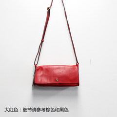 Japan and South Korea 2017 new leather handbag shoulder bag lady cross small simple head layer Cowhide Leather Satchel Red - imported first layer cowhide