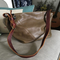 Vendange original vintage leather diagonal bucket new handbag leather hand bag lady large capacity Card green