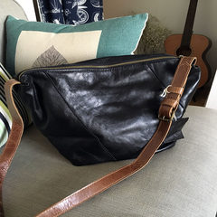 Vendange original vintage leather diagonal bucket new handbag leather hand bag lady large capacity Brack