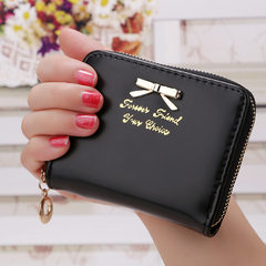 Korean package lady coins package, simple bow knot, zero wallet, zipper, small wallet, short card pack, mini square bag