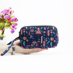 Large capacity female purse canvas zipper large screen mobile phone bag zero purse cloth art bag geometric pattern